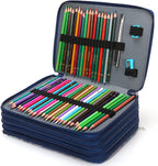 Vomgomfom Colored Pencil Case - 252 Slot Pencil Holder with Zipper Closure, Twill Fabric Large Capacity Pencil Case for Watercolor Pens or Markers, Artist Organizer (Blue Rose)