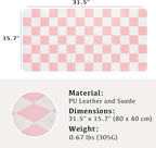 Ohocut Checkered Desk Mat, 31.5" x 15.7" Large Cute Pink Aesthetic Girl Women Accessories, PU Leather Computer Laptop Desk Mat, Mouse Keyboard Pad, Desk Writing Makeup Mat for Vanity Work/Home Decor
