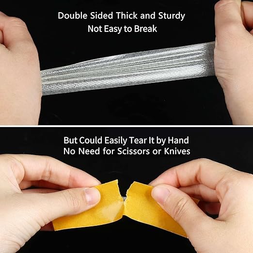 MILEQEE 4Pack Double Sided Tape Heavy Duty, 2in x 66FT (264FT Total), Super Sticky Resistente Clear Tape, Universal High Tack Strong Wall Adhesive with Fiberglass Mesh,Easy Use Mounting Tape