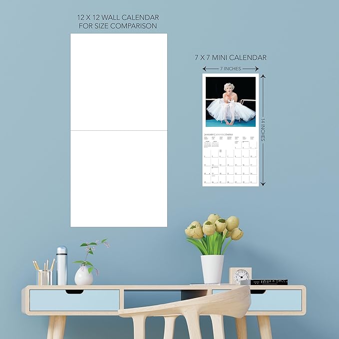 Graphique 2026 Marilyn Monroe Mini Wall Calendar | 7” x 7” | Thick Paper | Home & Office Organizer | Large Monthly Grid | 3 Languages & Marked Holidays | 4 Month Preview Page for 2027