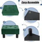BRIAN & DANY Small Foot Stool, Velvet Foot Stools with Legs, Stable Small Footstool for Living Room, Green