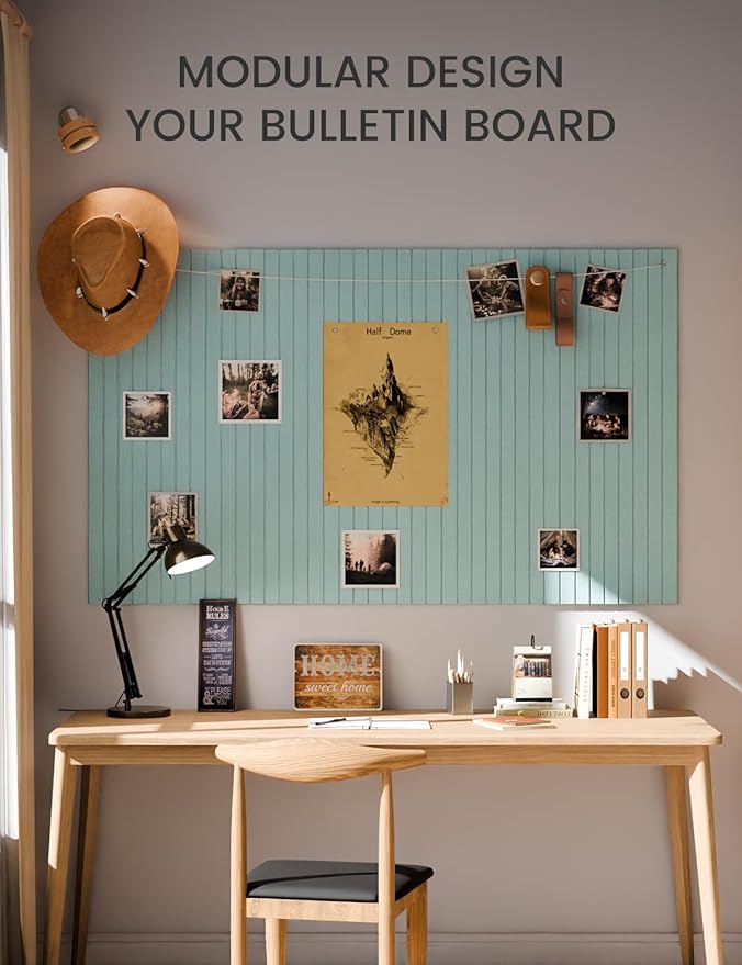 Large Felt Bulletin Board 36"x24" Cork Board Alternative - 6 Pack with 40 Safe Removable Adhesive Tabs, Cork Boards for Walls Cork Board for Home Office Classroom Pin Board-Seafoam Blue
