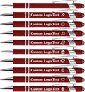 CRME Custom Pens Personalized Pen with Name Logo Engraved Metallic Customized Pen Wine Red Barrel Black Ink Click Pens Stylus Pens for Touch Screens Ideal for Graduation Journaling Office Writing