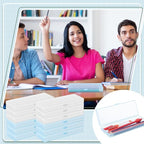 Fainne 24 Pcs Plastic Pencil Case Bulk Pencil Boxes Plastic Stationery Case Frosted Pen Box Pen Holder with Hinged Lid Snap Closure for Office(Single Layer,White, Blue,7.09 x 2.36 x 0.98 Inch)