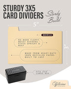 OFFILICIOUS Index Card Box 3x5 - Recipe Box with Manila Dividers & Stickers - Premium Index Card Holder Ideal as Business Card Organizer, Recipe Card Box, Index Card Organizer, Flash Card Holder