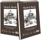 9" x 12" Sketch Book, Top Spiral Bound Sketch Pad, 2 Packs 100 Sheets Each (68lb/100gsm), Acid Free Art Sketchbook Artistic Drawing Painting Writing Paper for Kids Adults Beginners Artists