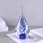 9" Tall Sculpture Hand Blown Glass Decor, Paperweight for Office Desk, Modern Glass Art Figurines Mediterranean Beach House Decor, Living Room Coffee Shelves Table Top Decoration (Swirl Blue)