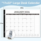 DIBAOLU Large Desk Calendar 2026-2027 22x17 Inches,18 Month,January 2026 to June 2027,Suitable For Home, School Or Office, Monthly Planning Calendar,With Plastic Cover
