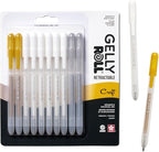 SAKURA Gelly Roll Retractable Gel Pens Colored - Opaque Color Set - Medium Point Ink Pen for Journaling, Art, or Drawing - Colored Gel Pens with White, Gold & Silver Ink - 10 Pack