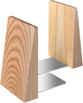 DRELIFAM Ash Wood Book Ends Heavy Duty Handmade Book Ends for Shelves Decorative Bookends to Hold Heavy Books (Ash Wood Large)