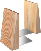 DRELIFAM Ash Wood Book Ends Heavy Duty Handmade Book Ends for Shelves Decorative Bookends to Hold Heavy Books (Ash Wood Large)