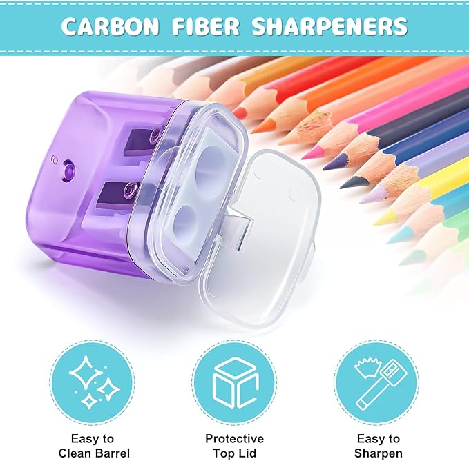 60 Pack Pencil Sharpeners Bulk - Colored Handheld Pencil Crayon Double Hole Sharpener, School Classroom Supplies