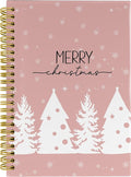 Knibeo Pink Christmas Notebook Journal - Christmas Tree Notebook, Pink Christmas Notebook, Merry Christmas Notebook, 5.5×8.3 Lined Paper Spiral Bound Notebook with 164 Pages