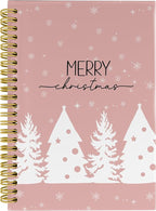 Knibeo Pink Christmas Notebook Journal - Christmas Tree Notebook, Pink Christmas Notebook, Merry Christmas Notebook, 5.5×8.3 Lined Paper Spiral Bound Notebook with 164 Pages