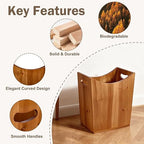 Tenavo 3 Gallons Wooden Bin Wastebasket, Small Trash Can, Decorative Bathroom Trash Can, Waste Basket for Bedroom, Office Garbage Can, Wood Bathroom Accessories