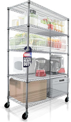 CRESCENT 48" W Storage Shelves 4000LBS Metal Shelving 5 Tier Wire Shelving Unit Garage Shelving Heavy Duty Metal Shelves for Storage Rack Commercial Adjustable Pantry Shelf, 48" W X 24'' D X 76" H