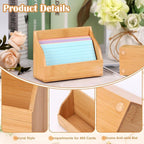 SHIQIKEJIPTY 2 Pack Index Card Holder 3X5 Inch Wood Index Card Box for Desk Wood Recipe Box Cards Organizer Case Display Stand Postcard Holder for Office Holds 300 Sheets