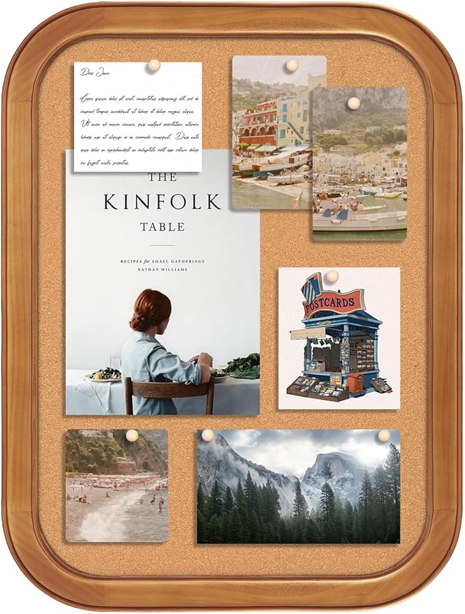 Aitakatta Cork Board for Walls, 23.6x17.7 inches Bulletin Board with Frame, Decorative Hanging Pin Board Vision Board Message Board for Office School Home Decor(4R,4560,1p)