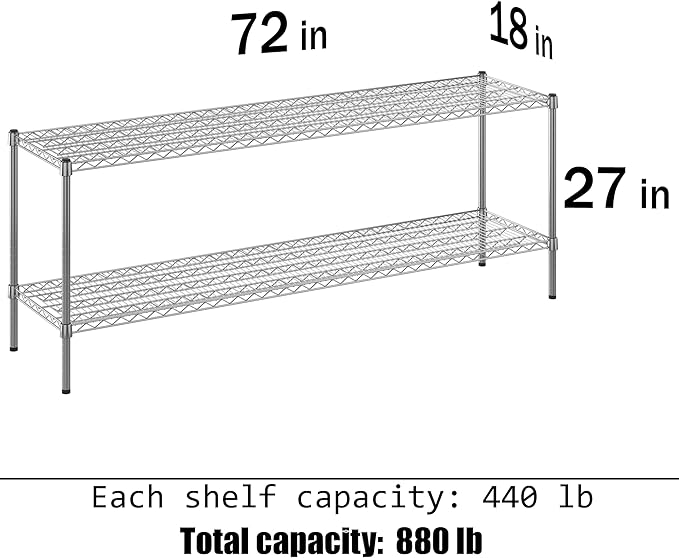 Regal Altair 18" Deep x 72" Wide x 27" Height Wire Shelving Kit | 2-Tier | NSF Commercial Storage Rack Unit