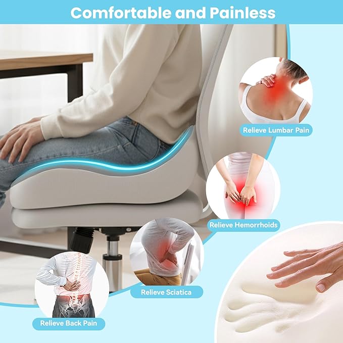 OVRST Seat Cushion,Office Chair Memory Cushion, Ergonomic Design, Relieve Sciatica and Long-Term Sitting Pain, Suitable for desks, car Seats, Games, wheelchairs