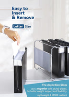 SortRax Plastic Extra Capacity Hanging File Folders, 2" Expanding Pocket, Heavy Duty for Filing Cabinet, Insertable 1/5-Cut Tabs, Letter Size - 12 Pack