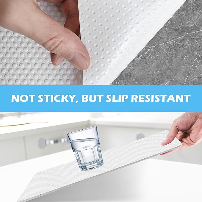 MooiFun Drawer Liners, Waterproof Shelf Liner, Anti-Slip Non-Adhesive BPA Free Kitchen Cupboard Cabinet Liner Refridge Fridge Mats Sink Protector Strong Durable for Home (White/19.7in x 20Ft)