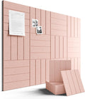 Fluxynara Felt Bulletin Board Tiles Large 48" x 36" Cork Board Alternative-12 Pack with 70 Adhesive Tabs, Thick Slat Wall Panels for Office Decor, Push Pin Board Wall Organizer Alternative -Pink