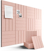 Fluxynara Felt Bulletin Board Tiles Large 48" x 36" Cork Board Alternative-12 Pack with 70 Adhesive Tabs, Thick Slat Wall Panels for Office Decor, Push Pin Board Wall Organizer Alternative -Pink