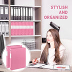 Henoyso 16 Pcs 3 Ring Binder 0.5 Inch Round Fits Letter Size 8.5'' x 11'' Paper Plastic Flexible Binder Bulk Holds 140 Sheets with 1 Pockets Versatile Organizer for Home Office School (Pink)