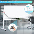 maxtek Rolling Whiteboard, 96x48 Large Double-Sided White Board Dry Erase on Wheels, Giant Magnetic White Board Standing for Office, School, Home Office, Homeschool