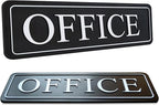 The Office sign for door or wall — Main office signs — quick easy installation — self adhesive for doors or walls — 9 X 3 in office signage for home and Business sign — White Big letters on black plate (Raised/ Black White)