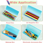 Fainne 24 Pcs Plastic Pencil Case Bulk Pencil Boxes Plastic Stationery Case Frosted Pen Box Pen Holder with Hinged Lid Snap Closure for Office(Single Layer,Blue,7.09 x 2.36 x 0.98 Inch)