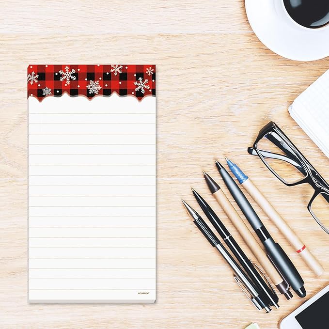 Current Buffalo Plaid Magnetic Holiday Notepad Set – Set of 5 Memo Pads, 60-Sheet Pads, 3 x 6½ Inches, Shopping List, To-Do Notes, Printed in The USA