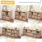 NELYE 8 Cube Organizer Bookcase - Fabric Storage Bins Container, Open Shelf Simple Compartments Bookshelf, Oak