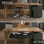 AHOMO,Under Desk Cable Management,No Drill 36",cord organizer,with Silicone Pads (No Scratch!)16 Cable Ties,Washable PE Honeycomb Base,Clamp/Screw Mount-Fits Any Desk 0-2.1",No Stinky Cardboard! Black