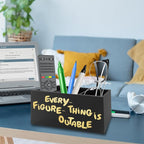 QZQE Everything Is Figureoutable Pen Pencil Holder Organizer for Desk, Inspirational Motivational Wooden Box Signs Decorations for Home Office Desk Tabletop, Inspirational Gifts