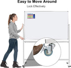Max-officoo 60"x40" Mobile Whiteboard Double-Sided Magnetic Large Dry Erase White Board with Rolling Stand for Offices, Home & School