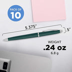 DISCOUNT PROMOS Langham Ballpoint Pens Set of 10, Bulk Pack - Black Ink, Great for Office, School, Business, Tradeshows - Hunter Green