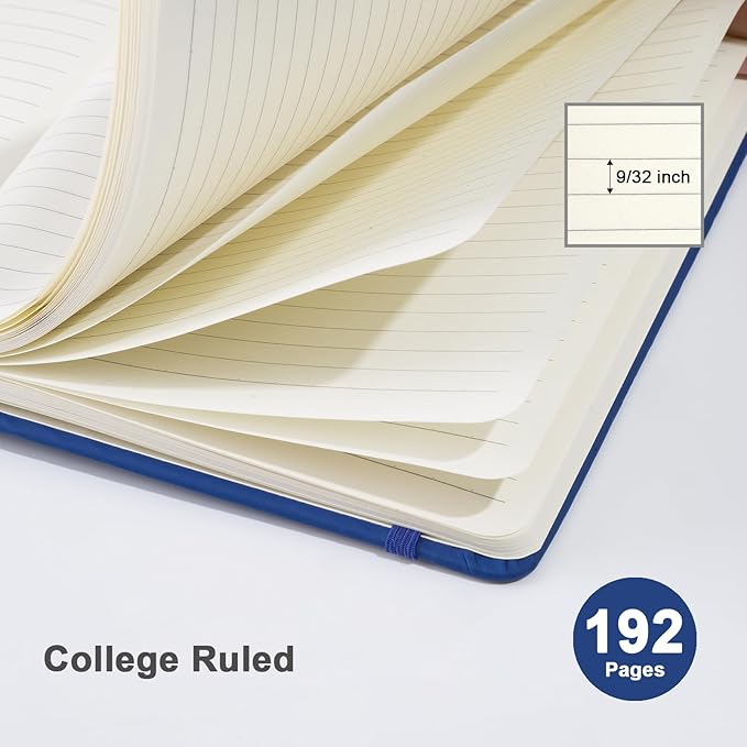 ViVin Lined Journal Notebooks for Work, 192 Pages, Medium 5.5 x 8.3 inch, College Ruled, A5 Hardcover Journaling Notebooks for Writing，1 Pack