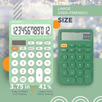 CATIGA 12 Digit Desktop Calculator Basic Desk Calculator with Large LCD Display, Big Buttons, 4 Function, Solar and Battery Dual Power, for Office, School, Home, SD-1292 Mint