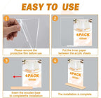Acrylic Sign Holder 8.5" x 11" with Wooden Base, 4 Pack Adjustable Vertical/Tilt Acrylic Display Stands for Flyers, Menus, Picture Frames