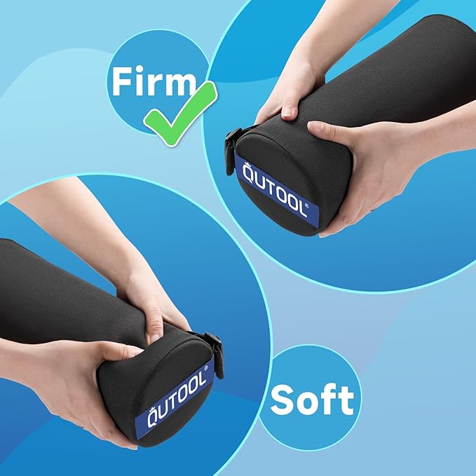 QUTOOL Lumbar Roll, Lumbar Support Pillow for Office Chair with Non-Slip Wider Strap, Back Pain Relief & Posture Improvement, Washable Cover, Office Desk & Car Accessories, Black, Firm