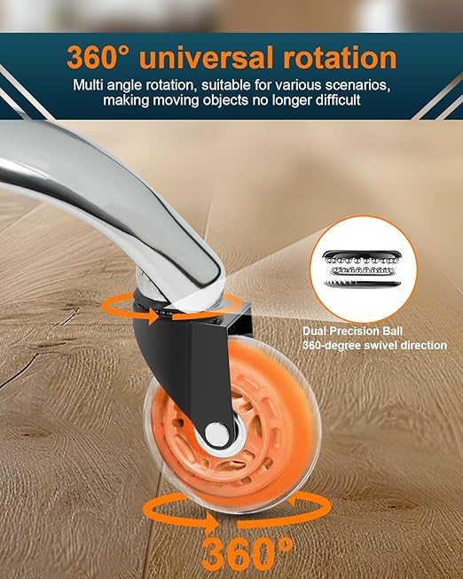 RidRed Gaming Chair Wheels - Heavy-Duty Office Chair Wheels - Replacement Rubber Casters- Universal Fit 3 Inch Chair Casters, Noise Free, Fits 98% Chair, for All Floor
