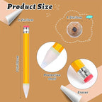 WLLHYF 10 Pcs Wooden Jumbo Pencils for Prop, 14 Inch Large Pencil Halloween Funny Big Pencil with Cap Novelty