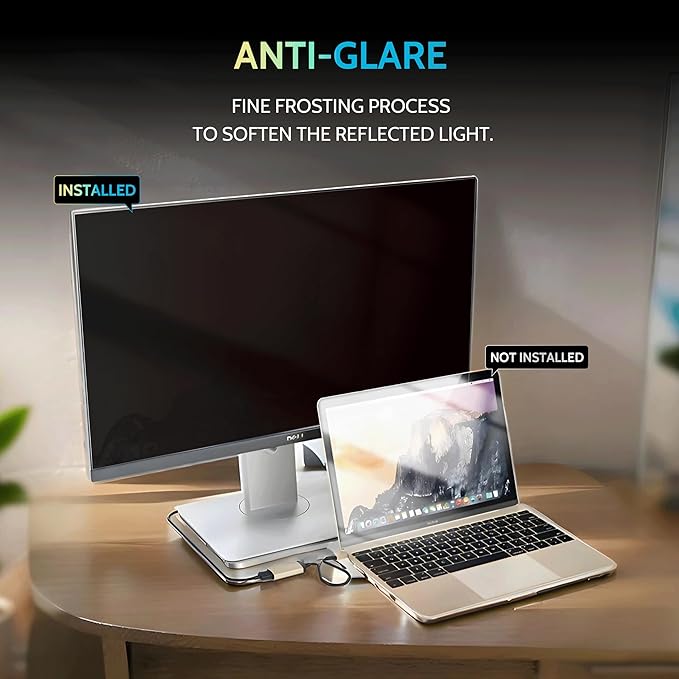 [2 Pack] 28 Inch Privacy Screen for Computer Monitor 16:9 Aspect Ratio, Eye Protection Anti Blue Light Glare Shield, 28inch Removable Black Blackout Anti Spy Desktop Security Private Filter