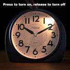 Tinload 5.5" Large Analog Alarm Clock Silent Non Ticking, Gentle Wake, Beep Sounds, Increasing Volume, Battery Operated Snooze and Manual Light, Blue