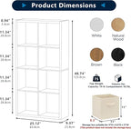 Jpiziso 8 Cube Storage Organizer, Cube Shelf with Heavy-Duty Thick Boards, 25.12" L x 9.37" W x 48.74" H, Smooth Easy-Clean Panels, Simple Assembly, for Living Room Bedroom Office, Natural-Oak
