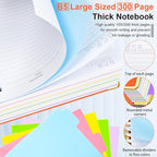 Hardcover Spiral Notebook 8"x10" Journal Notebook with Tabs and Removable Dividers 300 Pages 5 Subject Notebook College Ruled, Faux Leather Spiral Bound Notebook for Women School Work (Orange)