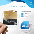 Mata1-USA Plastic Horizontal Card Protector (Clear, 4x3 Inch, 100 Pack), Large Size No Zipper ID Name Badge Holder
