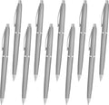 DISCOUNT PROMOS Langham Ballpoint Pens Set of 10, Bulk Pack - Black Ink, Great for Office, School, Business, Tradeshows - Silver